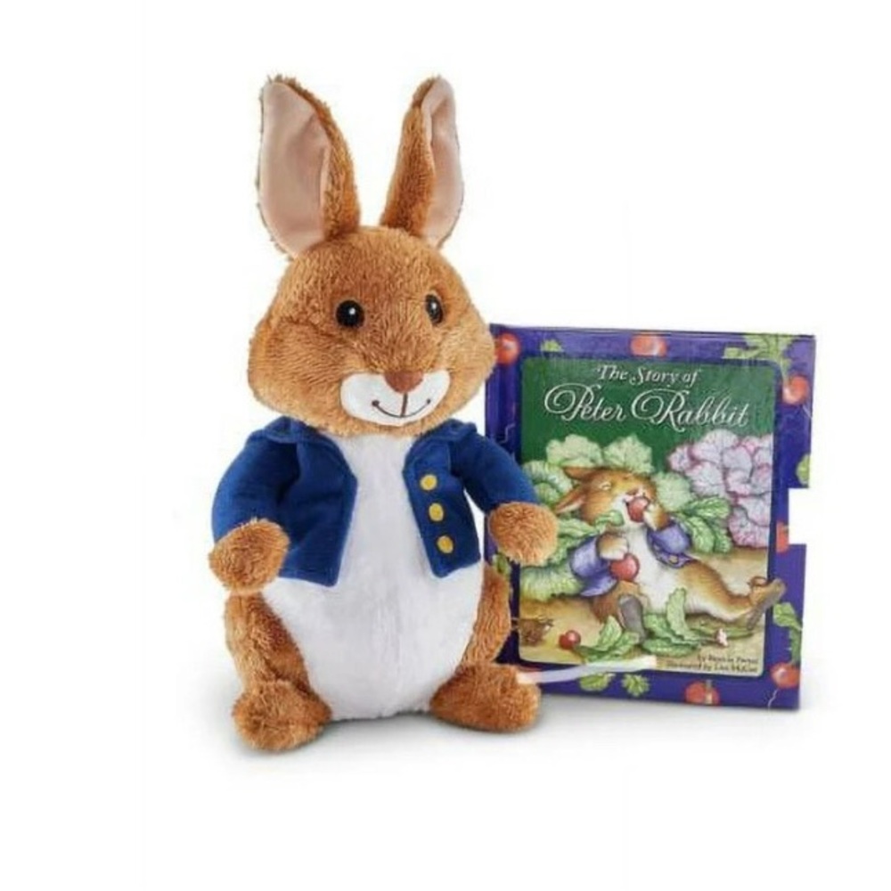 Peter Rabbit & Story Book Plush  10” Soft Stuffed Easter Bunny Set New